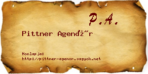 Pittner Agenór névjegykártya